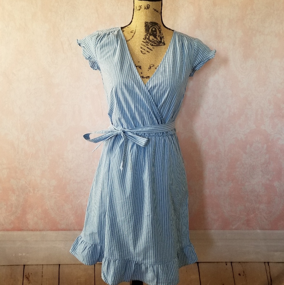 Target Blue Striped A New Day Wrap Dress